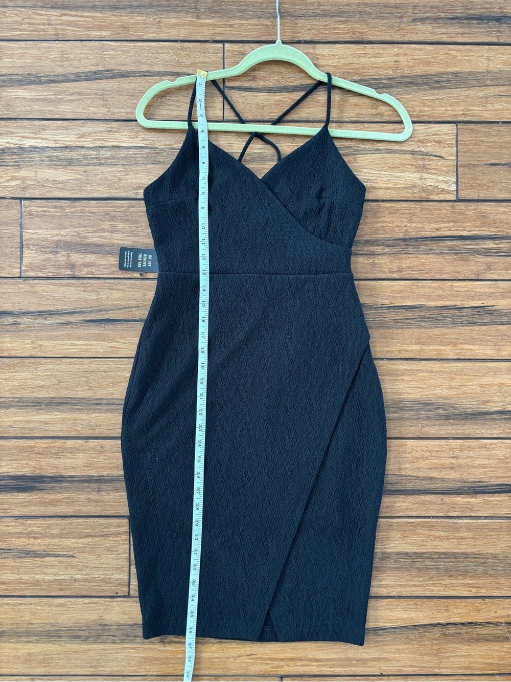 Express Black Strappy Wrap-Front Sheath Knee-Length Little Black Dress